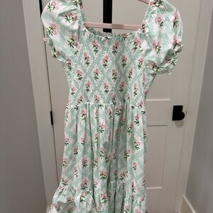Floral Green Kids Dress